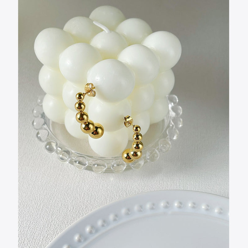 ENFASHION Piercing 5 Balls Earrings For Women Gold Color Drop Earring Stainless Steel Fashion Kewelry Christmas Kolczyki E211331