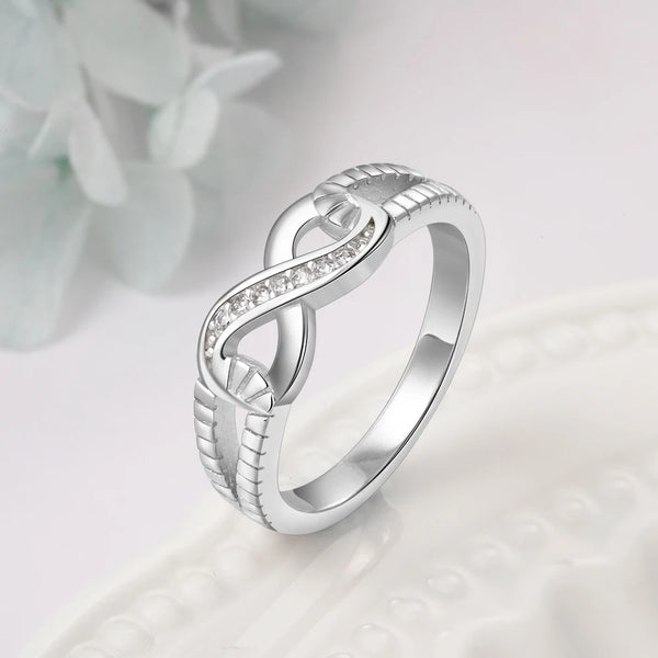 Silver Infinity Ring with Cubic Zirconia, for Women