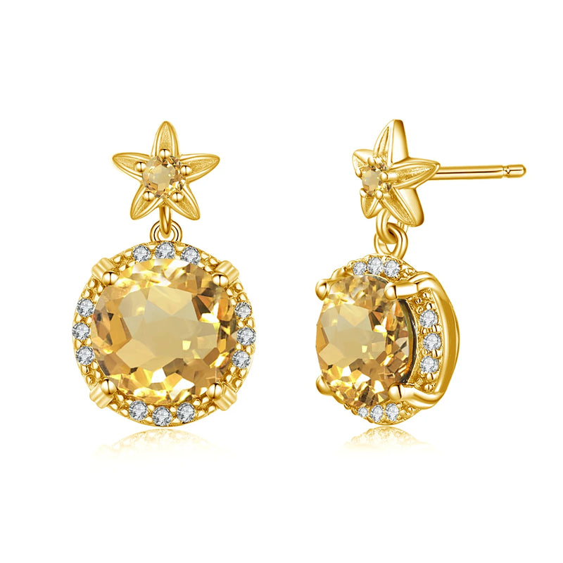 14K Gold Natural Citrine Stud Earrings, 0.50ctw for Women