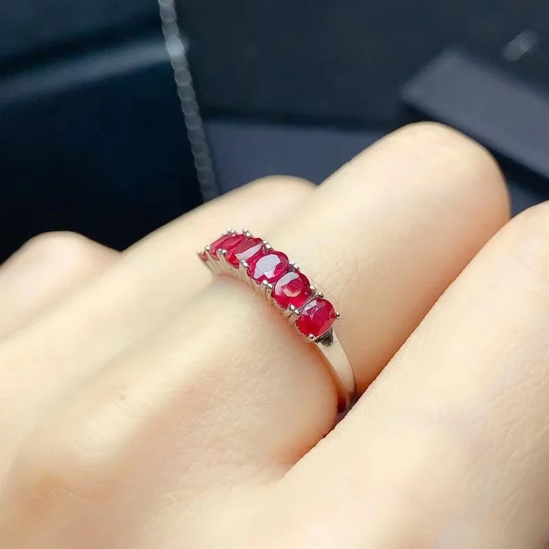 Sterling Silver Myanmar Ruby Ring for Her