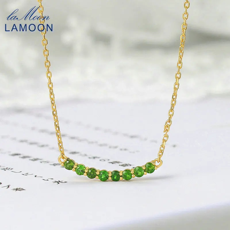 925 Silver Vingate Jewelry Set with Natural Diopside Gemstone, 14K Gold Plated for Women