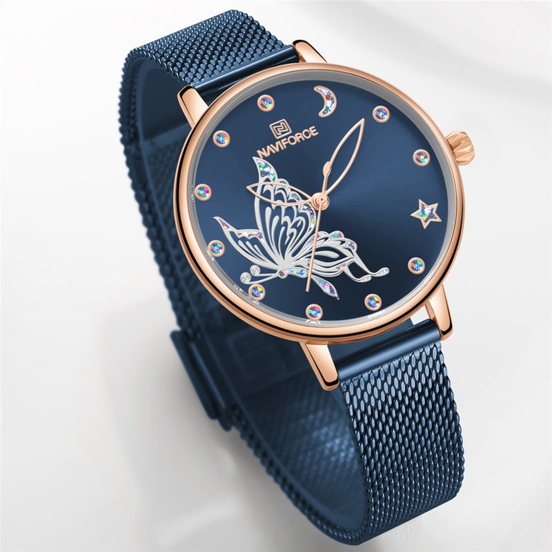 Stainless Steel Mesh Quartz Watch for Women