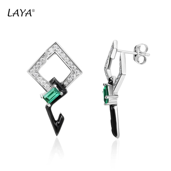 Sterling Silver Green Zircon Earrings for Women