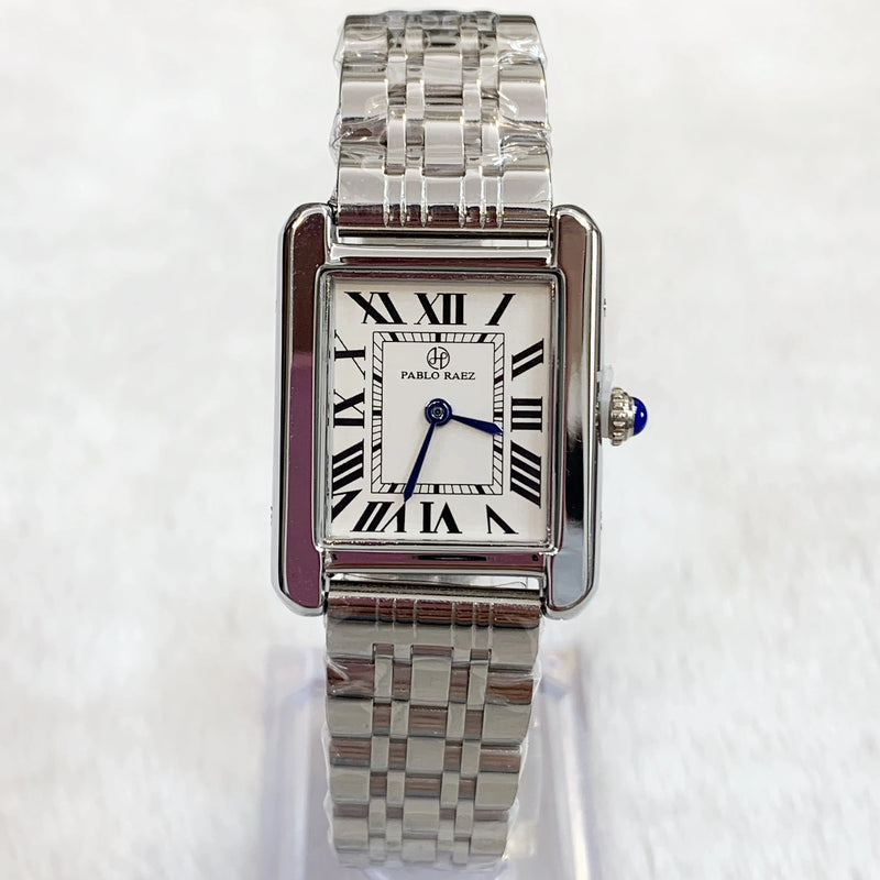 Luxury Silver Square Roman Analog Watch for Women: Elegant, Top Quality & Unique.