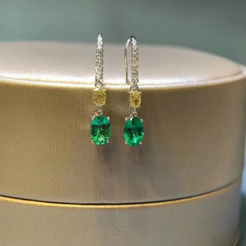 925 Silver Emerald Gemstone Earrings for Women