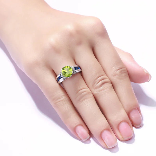 Sterling Silver Peridot Ring for Women