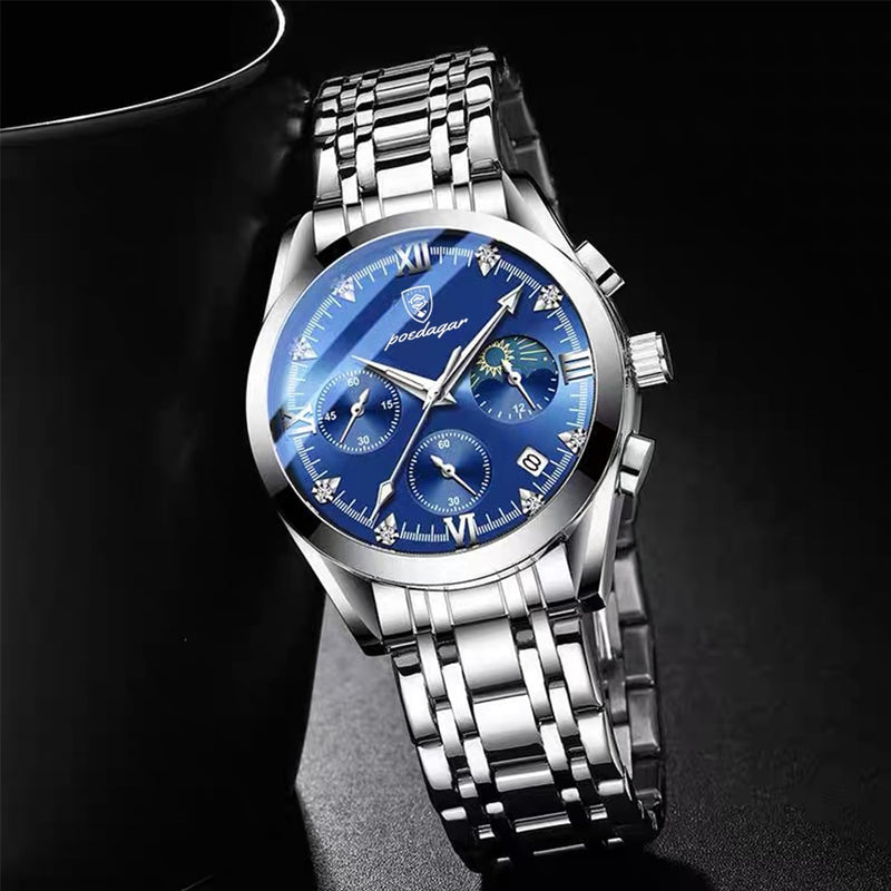 Stainless Steel Quartz Date Luminous Sport Watch for Men