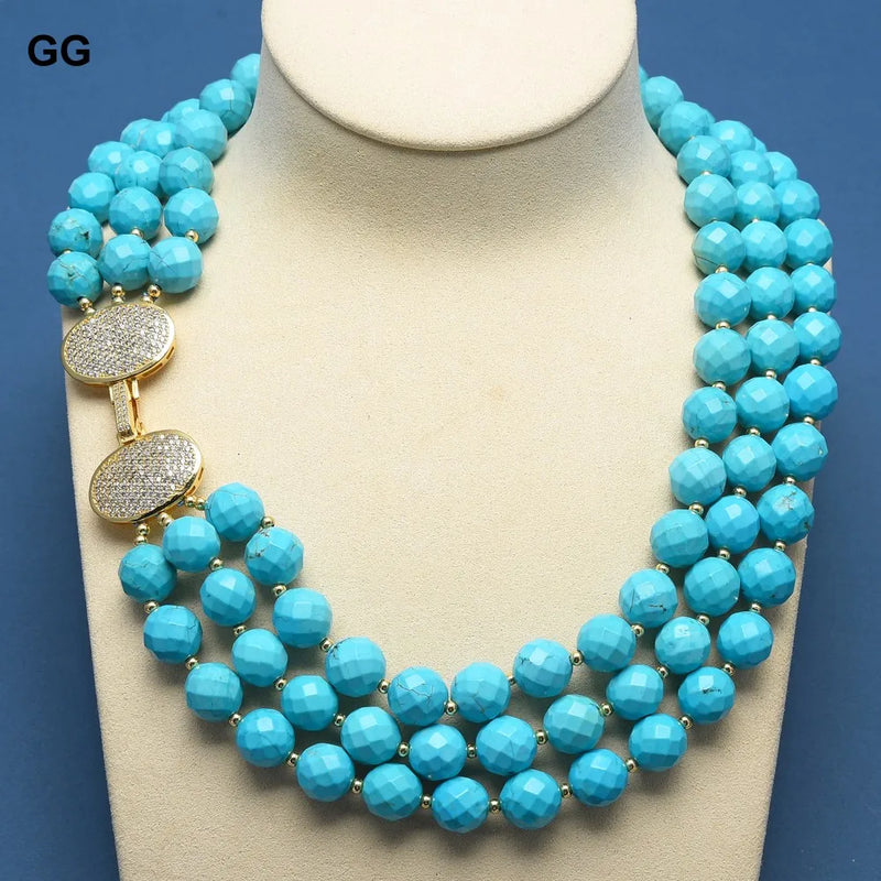 Sterling Silver Blue Turquoise Necklace Jewelry Set For Women