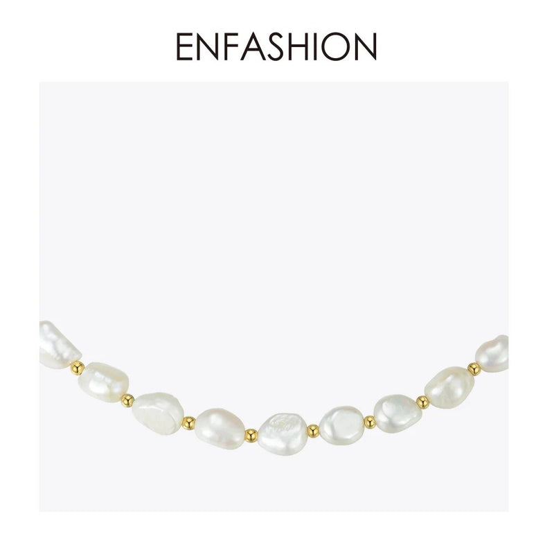 Stainless Steel Natural Pearl Choker Necklace for Women