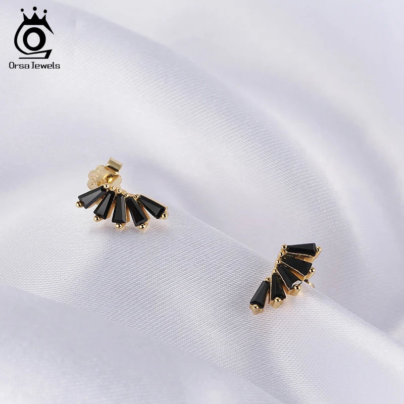 925 Sterling Silver Evil Black Wings Stud Earrings for Women