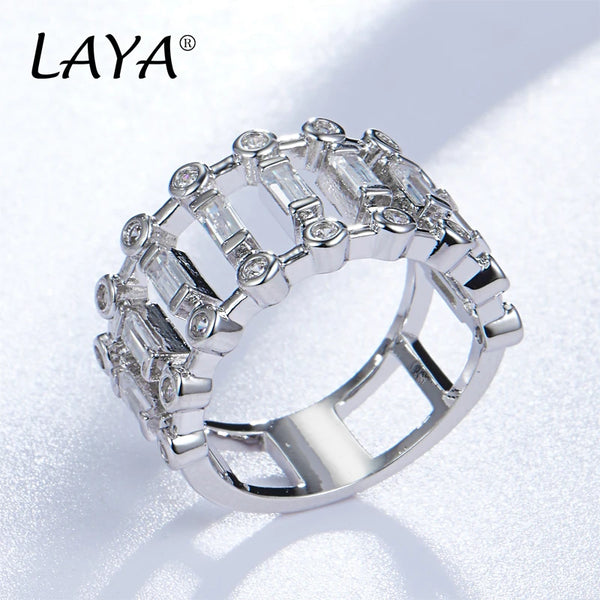 Sterling Silver Sparkling Squared Ring with AA CZ For Women