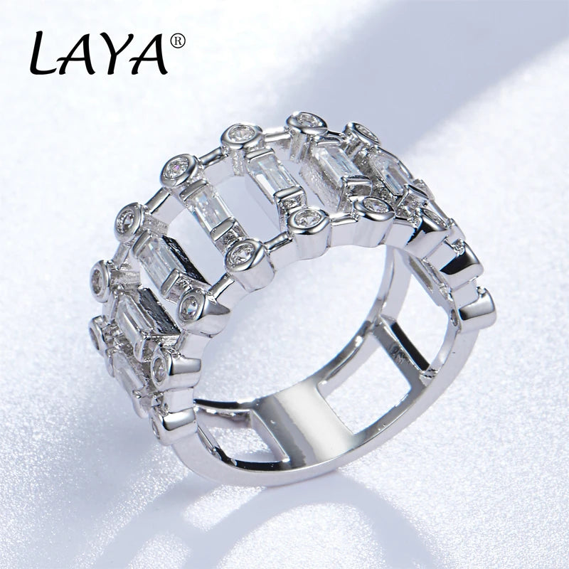 Sterling Silver Sparkling Squared Ring with AA CZ For Women