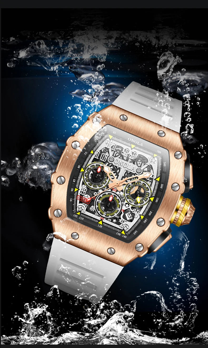 Stainless Steel Multifunction Luminous Sports Watch for Men