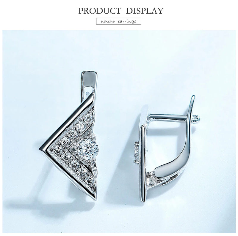 925 Sterling Silver Triangle Clip Earrings for Women