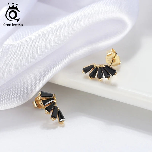 925 Sterling Silver Evil Black Wings Stud Earrings for Women