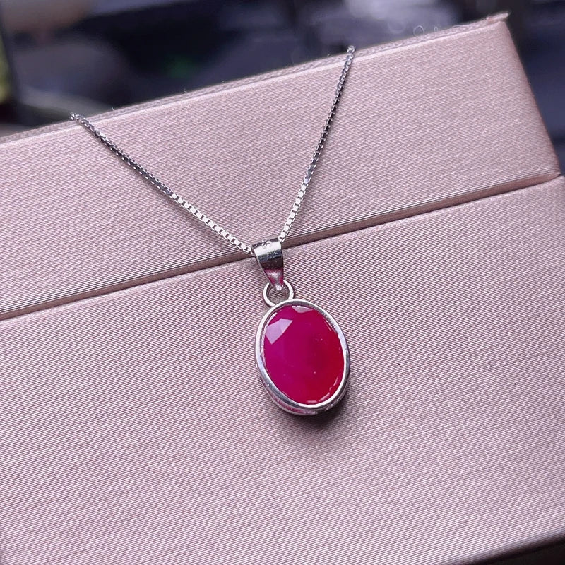 2ct Ruby Necklace with 925 Sterling Silver and Gold Plating