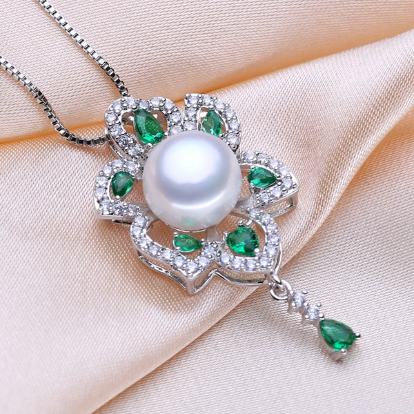 Sterling Silver Emerald and Pearl Jewelry Set for Women