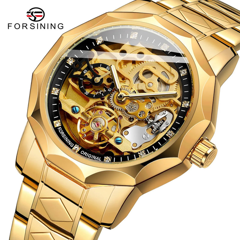 Stainless Steel Diamond Skeleton Tourbillon Automatic Men's Watch