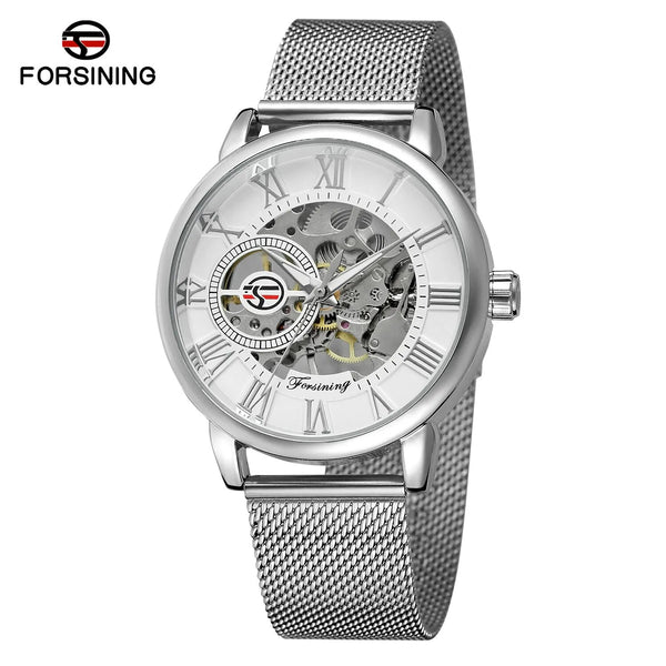 Silver Automatic Mechanical Wrist Watch for Men and Women