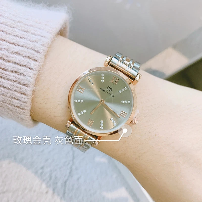 Elegant 32mm Stainless Steel Women's Rose Gold Waterproof Watch with Quartz Movement – Ideal for Dropshipping