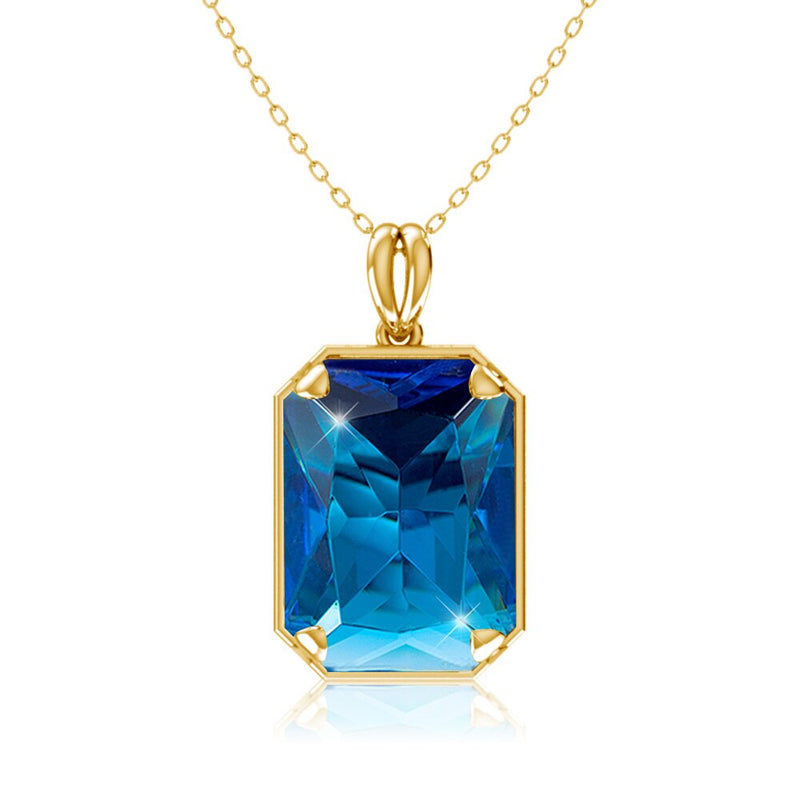 14K Gold Real Pendant For Women 925 Sterling Silver Pendants and Necklaces Birthstone Aquamarine Fine Jewelry Wedding Gifts