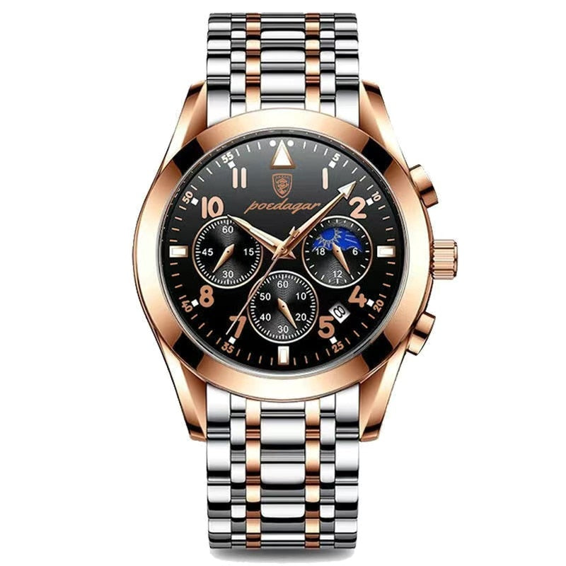 Stainless Steel Quartz Date Luminous Sport Watch for Men