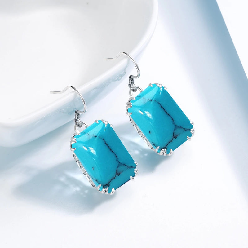 Sterling Silver Turquoise Long Dangle Earrings for Women