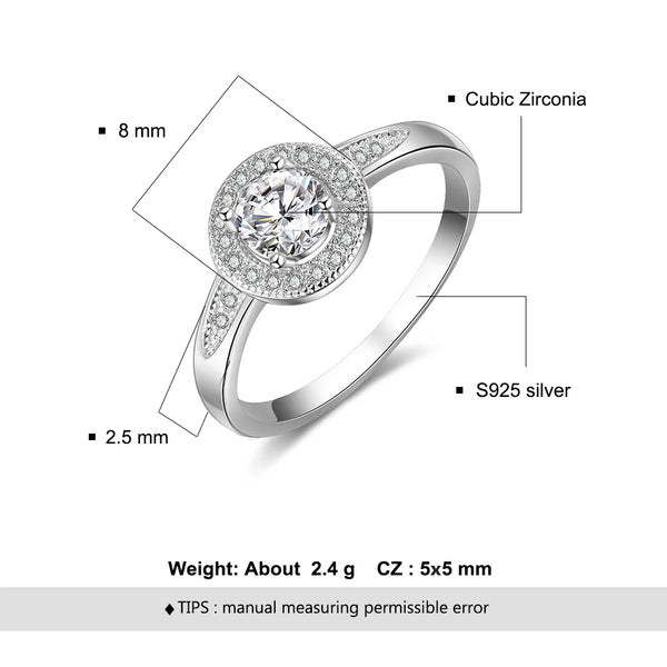 Sterling Silver Rings with Sparkling Zircon, Wedding Band - Women