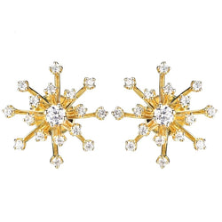 14k Yellow Gold Moissanite Stud Earrings VVS/DEF for Women