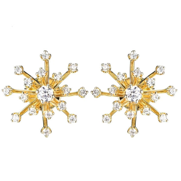 14k Yellow Gold Moissanite Stud Earrings VVS/DEF for Women