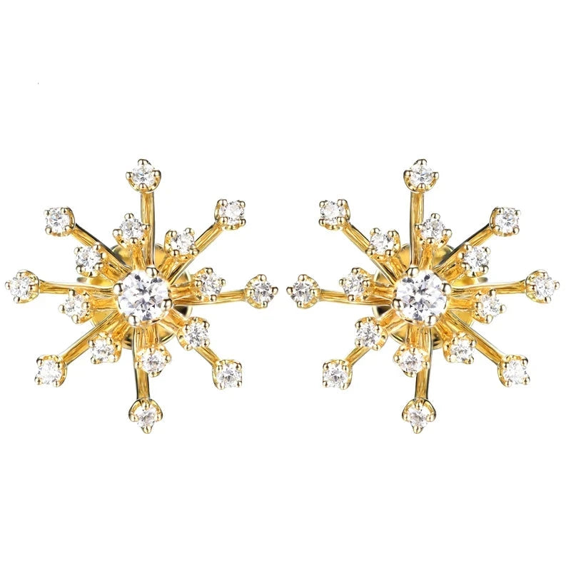 14k Yellow Gold Moissanite Stud Earrings VVS/DEF for Women