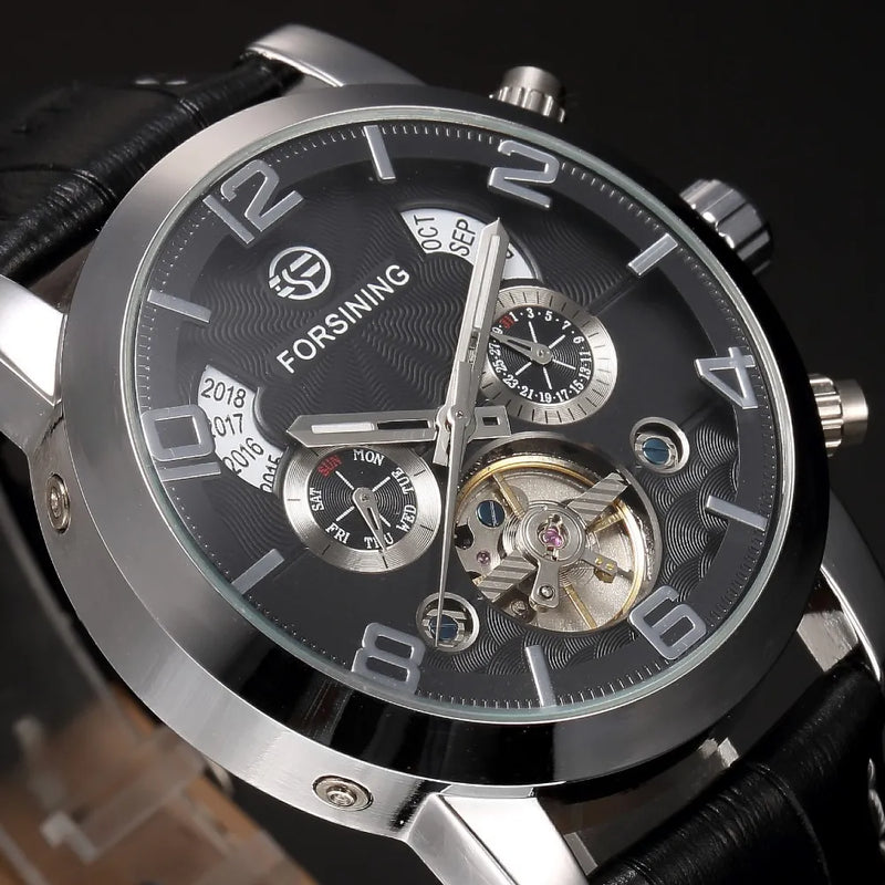 Stainless Steel Automatic Mechanical Tourbillon Sport Watch for Men