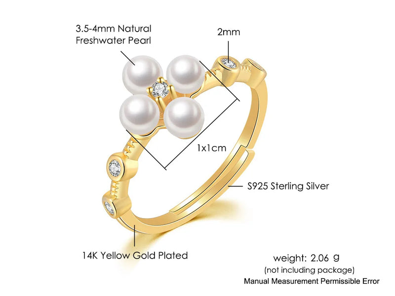 14K Gold Plated Silver Freshwater Pearl Jewelry Set for Women