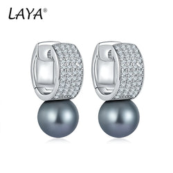 Silver Pearl & Cubic Zircon Earrings for Women