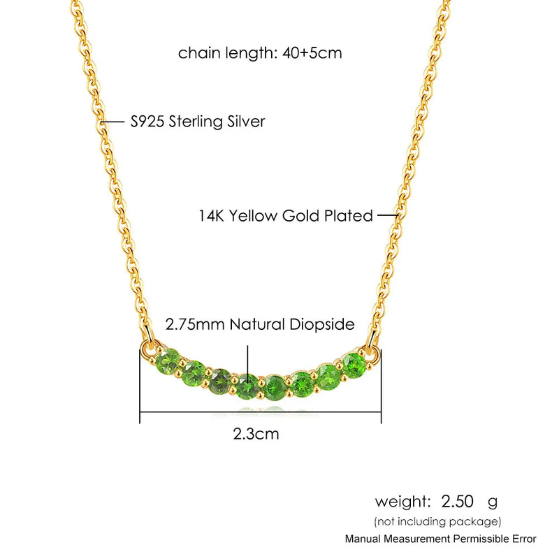 925 Silver Vingate Jewelry Set with Natural Diopside Gemstone, 14K Gold Plated for Women