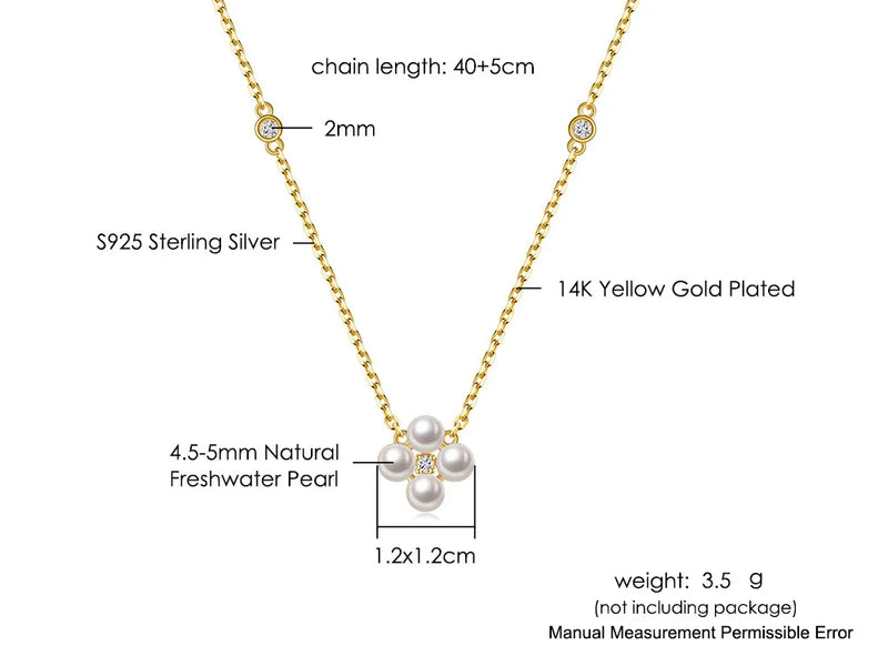 14K Gold Plated Silver Freshwater Pearl Jewelry Set for Women