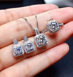 925 Silver 1 Carat White Moissanite Jewelry Set for Women