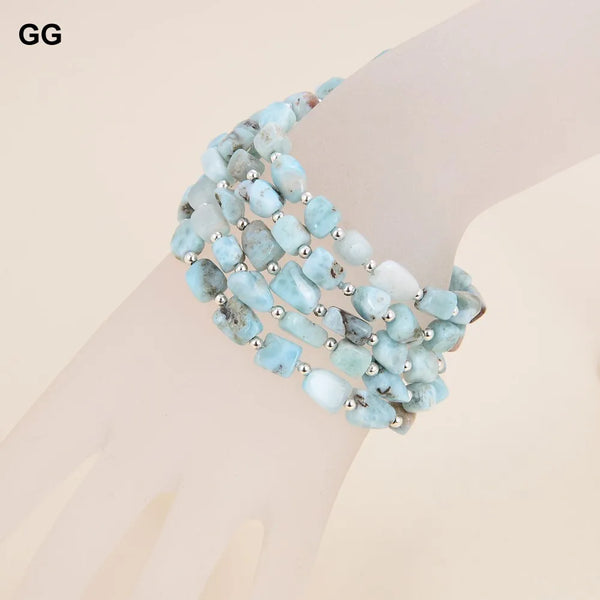 Sterling Silver Larimar Nugget Bracelet for Women