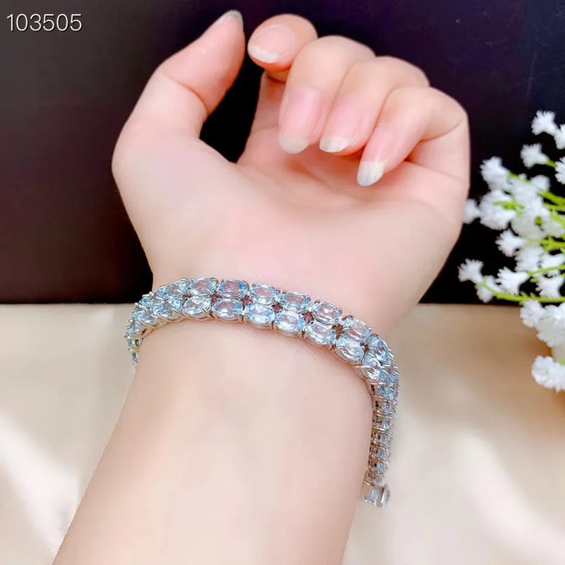 925 Sterling Silver Topaz Bracelet, Simple and Fresh, with Special Benefits, Colorless