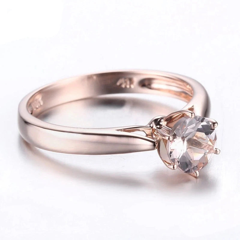 14K Rose Gold 6mm Morganite Engagement Ring for Women