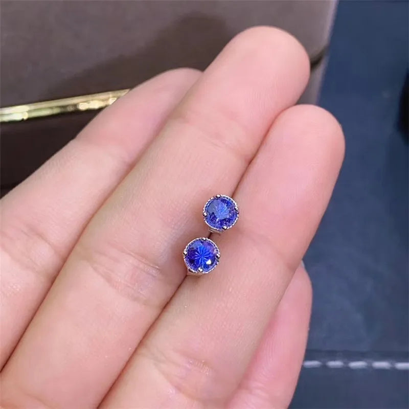 925 Sterling Silver Tanzanite Stud Earrings for Women