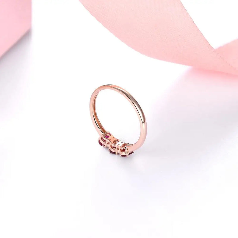 14K Rose Gold Ruby & Diamond Ring for Women