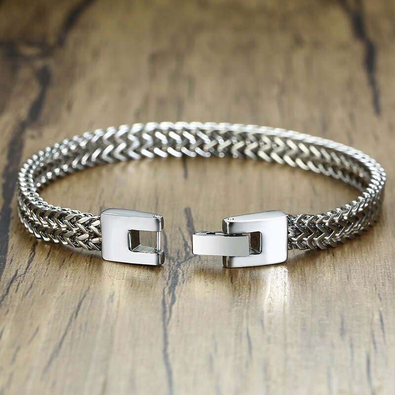 Stainless Steel Wheat Link Chain Bracelet, 6.5MM-12.5MM, Two-Strand, for Men