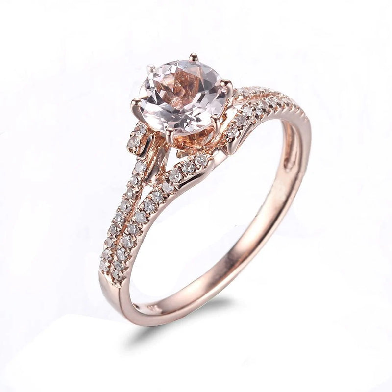 10K Rose Gold Morganite 6.5mm Engagement Ring for Women