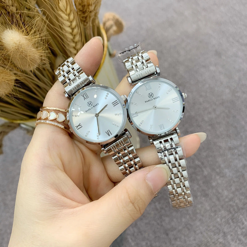 Luxury Stainless Steel Women's Watch with Japan Quartz Movement and Waterproof Design.