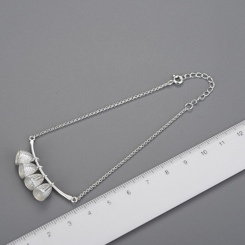 925 Sterling Silver Natural Fish Bell Bracelet for Female