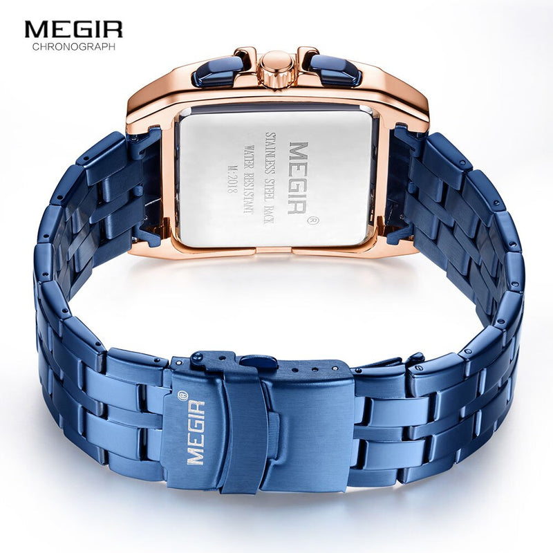 Stainless Steel Blue Rose Gold Luminous Military Sport Watch for Men