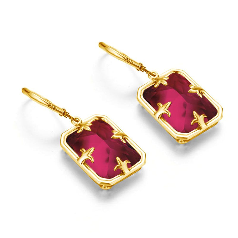 14K Gold Red Ruby Pendant Earring and Ring Set for Women