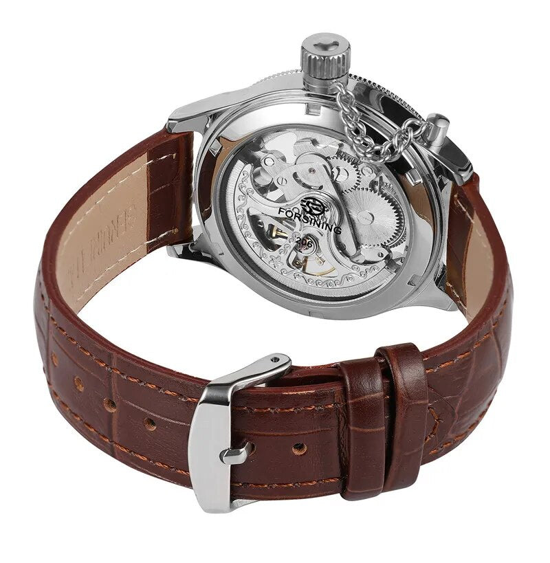 Stainless Steel Automatic Mechanical Skeleton Watch for Men