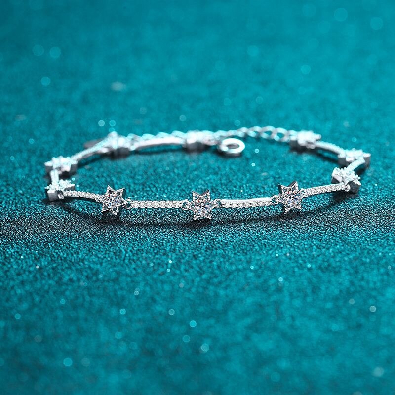 Sterling Silver 1.00 ctw Diamond & Moissanite Bracelet for Women